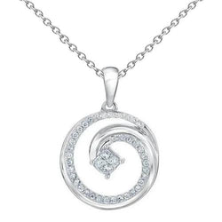Princess And Round Love Circle Diamond Pendant White Gold 4.20 Carats