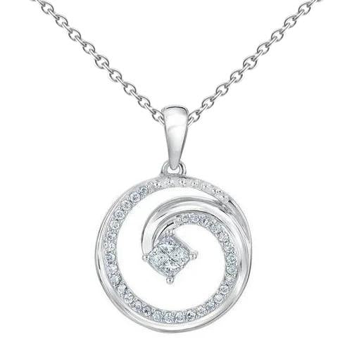 Princess And Round Love Circle Diamond Pendant 