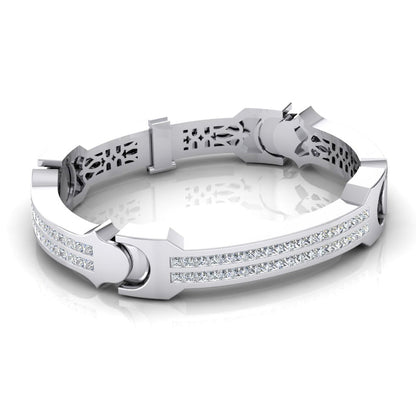 Princess Diamond Large Men's Gold Bracelet Heavy 6 mm Thick 16 Carats