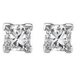  half bazel fancy Engagement White Gold Diamond Stud Earrings