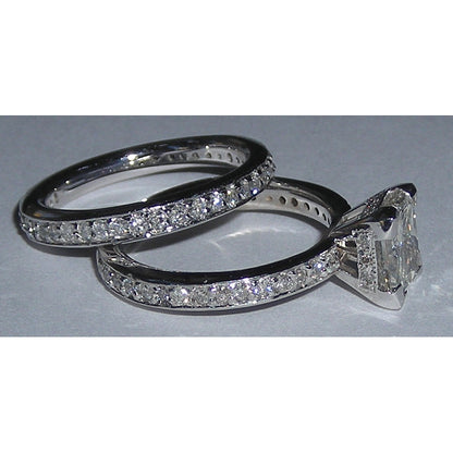 Diamond Fancy Engagement Ring Set White Gold 3.50 Carats