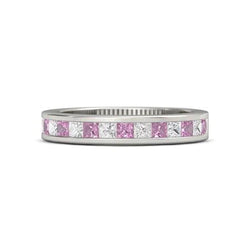 Natural Sapphire Eternity Band 2.40ct - White Gold 14K