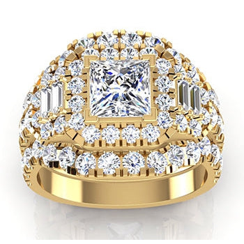 Princess Cut Diamond Insert Engagement Ring Enhancer Gold 14K 4 