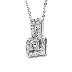 Princess Diamond Pendant Necklace Without Chain 1.60 Carat WG 14K
