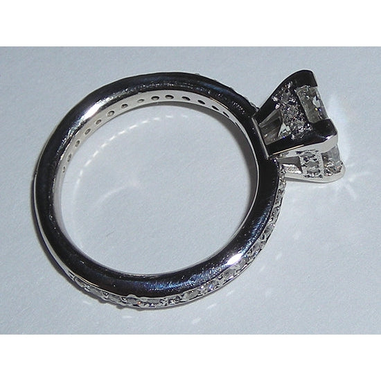 Diamond Fancy Engagement Ring Set White Gold 3.50 Carats