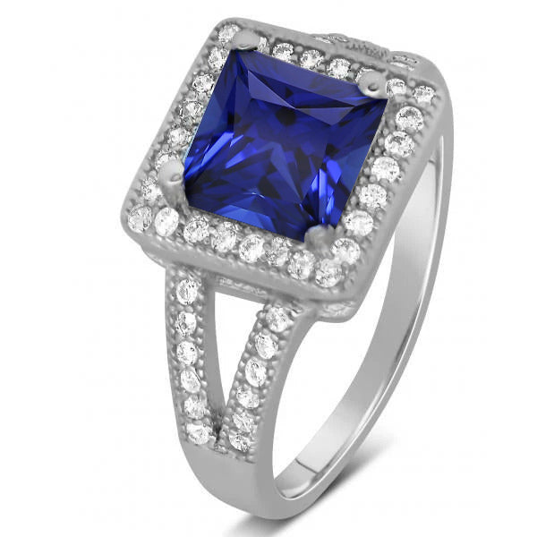 Sparkling Unique Lady’s Princess Round Cut Sri Lanka Sapphire Diamond Ring