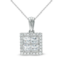 Princess Round Cut Diamond Pendant Necklace 6.40 Carat White Gold 14K