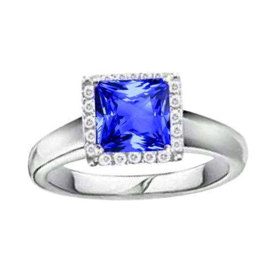 Beswt Amazing Princess Shaped Ceylon Sapphire Diamonds Gemstone Ring