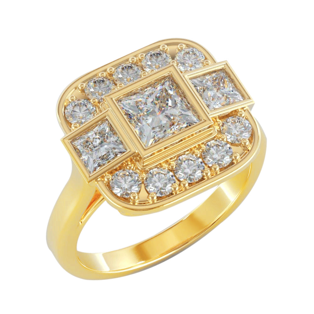 Princess Cut Round Diamond Ring