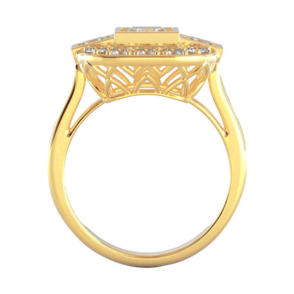 Yellow Gold Princess and Round Diamond Anniversay Ring