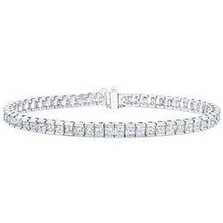 Princess Cut Natural Earth Mined Diamond Lady Tennis Bracelet 8.25 Carat White Gold