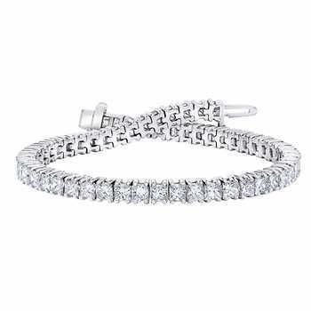 Princess Lab Grown Diamond Fine Tennis Bracelet 10 Carats White Gold