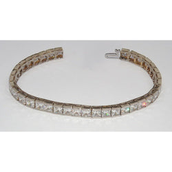 Princess Natural Earth Mined Diamonds Tennis Bracelet 18 Carats White Gold