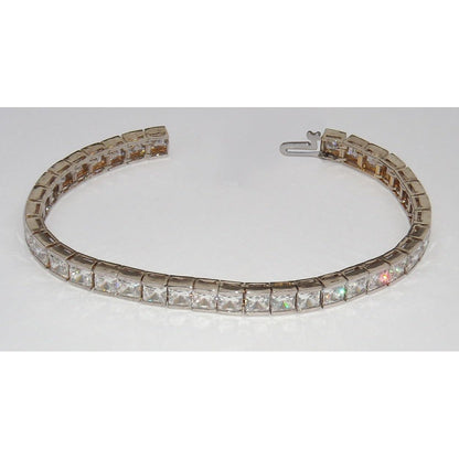 Princess Lab Grown Diamonds Tennis Bracelet 18 Carats White Gold 