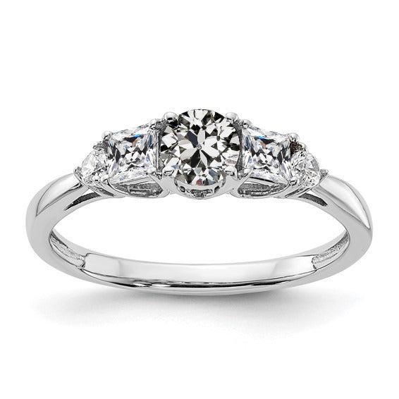 Women's Unique Princess & Round Old Miner Diamond Ring
