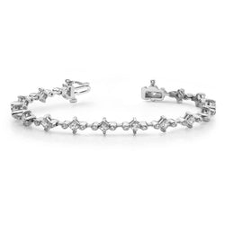Princess & Round Natural Diamond Tennis Bracelet 3.20 Carats White Gold