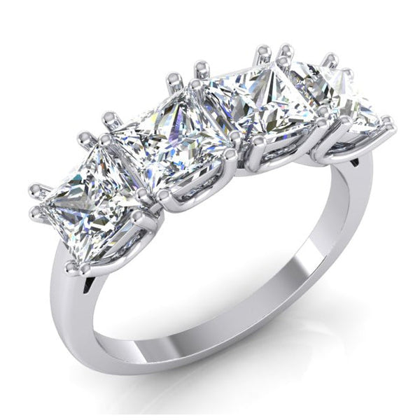 Unique Style White Sparkling Engagement White gold    Princess Cut Diamond Anniversary Ring Band
