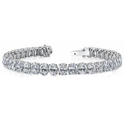 Natural  Prong Oval Diamond Tennis Bracelet Solid Gold Fine Jewelry 13.75 Ct.
