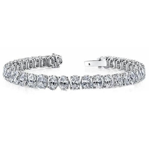 Prong Oval Diamond Tennis Bracelet Solid Gold Fine Jewelry 13.75 Ct.