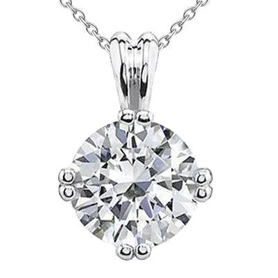 Prong Set 3.25 Ct Round Cut Natural Earth Mined Diamond Pendant Necklace 14K White Gold