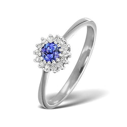 1.65 Ct Tanzanite And Diamond Flower Style Wedding Ring White Gold 14K