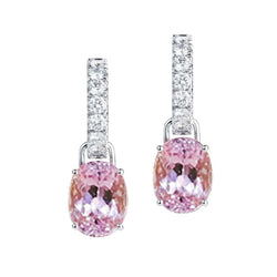 Prong Set 31.20 Ct. Pink Kunzite And Diamonds Dangle Earrings