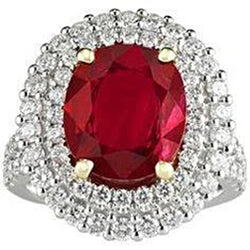 6 Ct Red Ruby IGI CERTIFIED With Diamonds Ring Prong Set Gold 14K