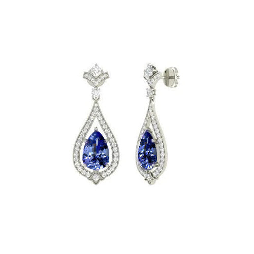  New High Quality Wedding   Tanzanite With Diamonds Dangle Earrings