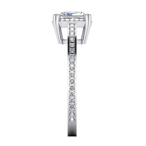 2 Carat Radiant Cut Diamond Ring Cathedral Setting Gold 14K