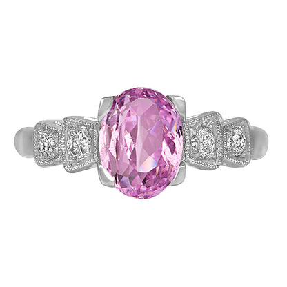natural round kunzite 18.50ct ring front view