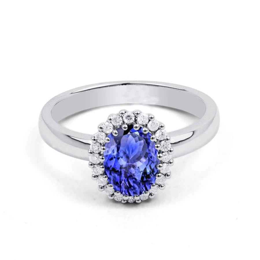 Prong Set Tanzanite And Diamonds  Women  Wedding Ring  Gold Media 1 of 1