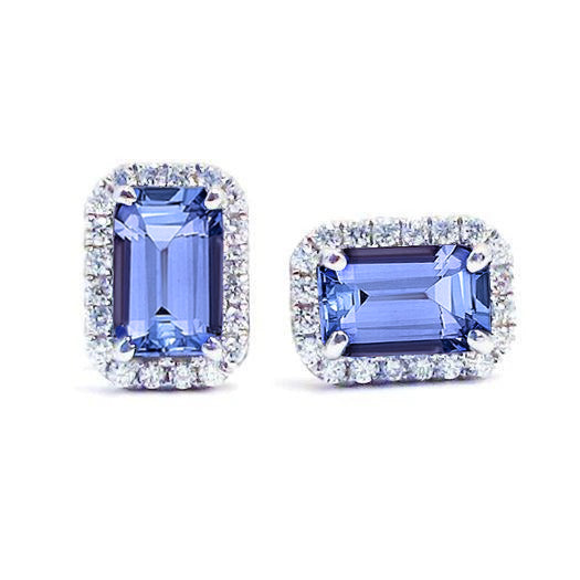 Tanzanite With Natural Earth Mined Diamond 5.50 Carats Stud Earrings Halo Jewelry New