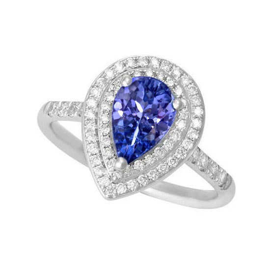 New Amazing Pear Tanzanite With Diamonds Wedding Ring White Gold