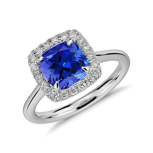 Tanzanite With Natural Earth Mined Diamonds 7.75 Ct Wedding Ring White Gold 14K