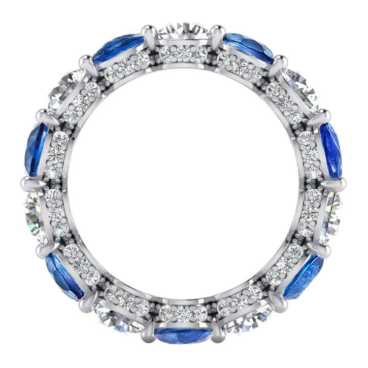 Prong Set White Gold Diamond Sapphire Eternity Band
