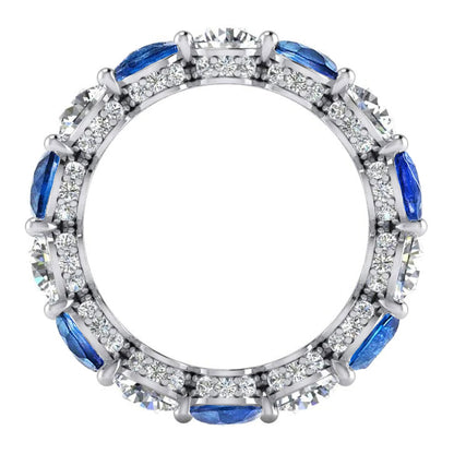 Prong Set White Gold Diamond Sapphire Eternity Band