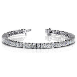 Prong Set Lab Grown Diamonds Tennis Bracelet 13 Ct Princess Cut White Gold