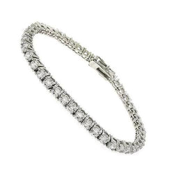 Prong Set Round Cut Lab Grown Diamond Tennis Bracelet White Gold 10K 6 Ct