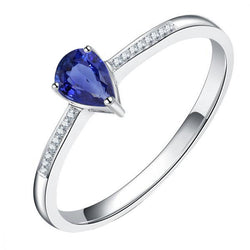 Solitaire Anniversary Ring Blue Sapphire Pave Set Natural Earth Mined Diamonds 1.50 Carats