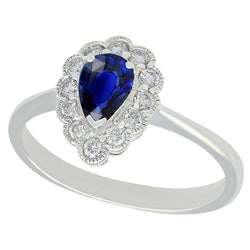 Halo Anniversary Ring Antique Style Blue Sapphire Gemstone 3.50 Carats