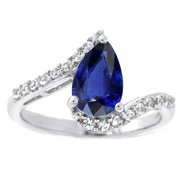 Best Stylish Gemstone Ring Pear Ceylon Sapphire Tension Style & Accents