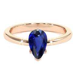 Solitaire Anniversary Ring Pear Ceylon Sapphire 2 Carats Prong Set