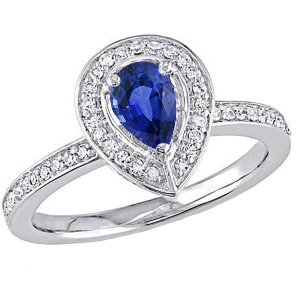 New Arrival Women Halo Ring Sri Lankan Sapphire With Channel Set Diamonds