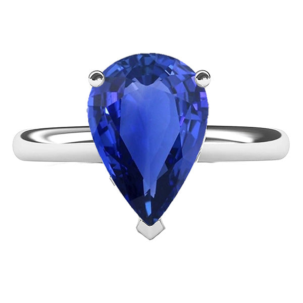Best Amazing Stylish Solitaire Pear Sri Lankan Sapphire Ring Prong Set