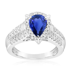 Gold Natural Earth Mined Diamond Engagement Ring Jewelry Halo Ceylon Sapphire 5 Carats