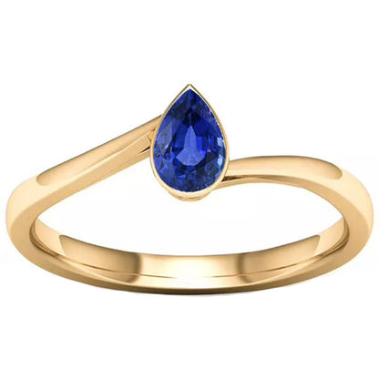 Natural Real ( Not Lab Grown )  Solitaire Sri Lankan Sapphire Ring Bezel Set Yellow Gold 1.50 Carats