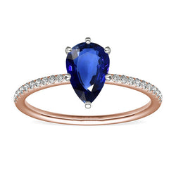 Gemstone Solitaire Blue Sapphire Ring & Pave Set Natural Earth Mined Diamond 3.50 Carats