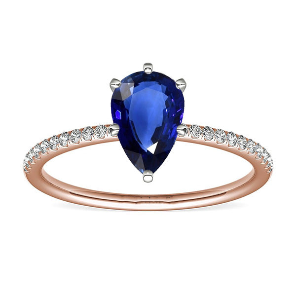 Gemstone Solitaire Blue Sapphire Ring & Pave Set Natural Earth Mined Diamond 3.50 Carats