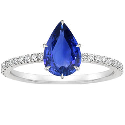 Blue Sapphire Ring With Pave Set Diamond Accents Gold 4.50 Carats