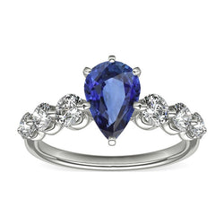Ceylon Sapphire & Natural Earth Mined Diamond Anniversary Ring Gemstone Jewelry 3 Carats